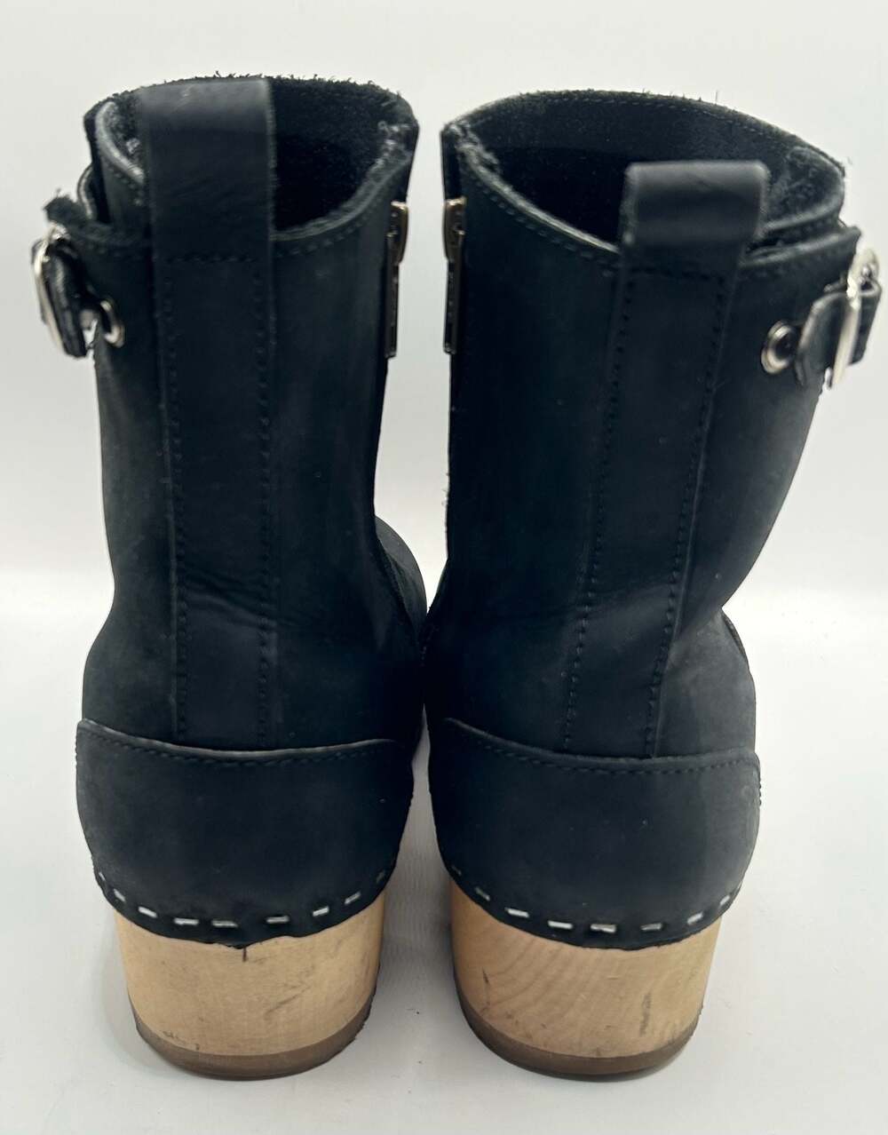 Sandgrens New York Low Heel Clog Boots in Black Leather - Picture 3 of 6